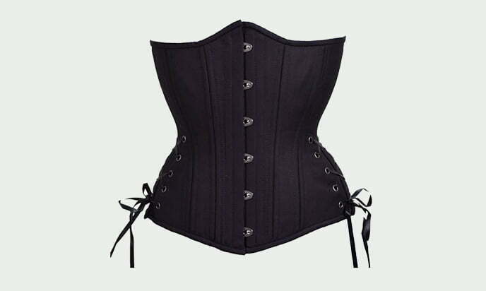 Black Cashmere Underbust Corset - Corset underdress before and after