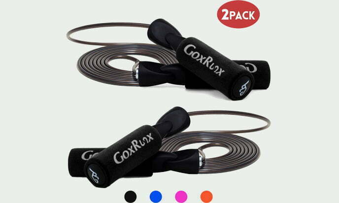 GoxRunx 2 Pack Steel Wire Anti-Slip Handles All Heights Adjustable Jump Ropes