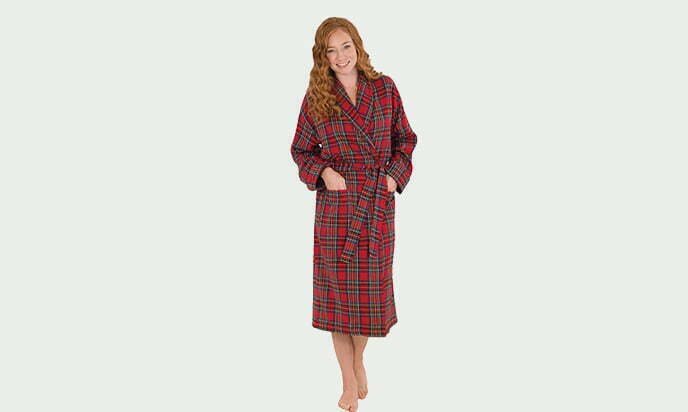 PajamaGram Cotton Flannel Robe Womens