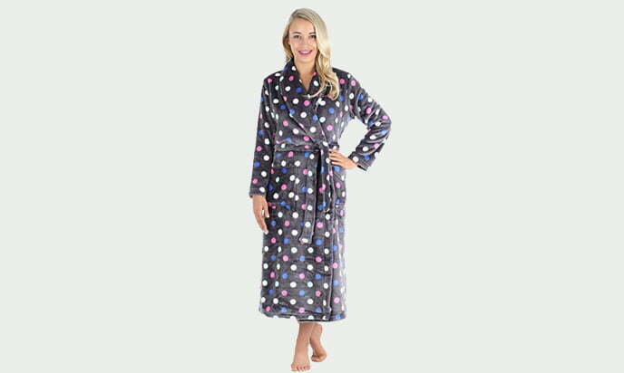 PajamaMania Women’s Plush Fleece Long Bathrobe