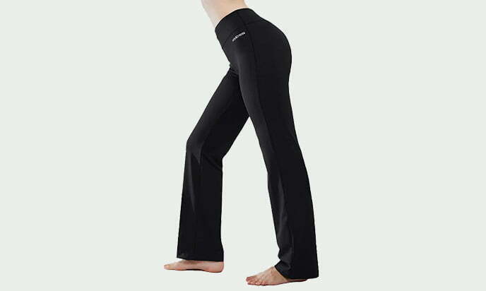 HISKYWIN Inner Pocket Yoga Pants 4 Way Stretch Tummy Control Workout Running Pants