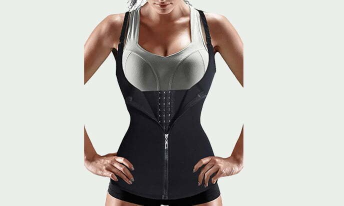 Nebility Women Waist Trainer Corset Zipper Vest Body Shaper Cincher Tank To