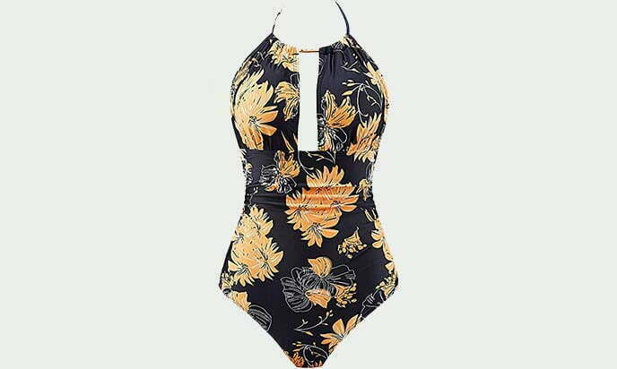 B2prity Women One Piece Swimsuit Tummy Control Swimwear V Neck Bathing Suit (2)